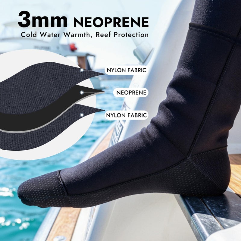 Dizokizo Neoprene Water Socks,3mm Sand Beach Volleyball Water Shoes for Women Men, Thermal Anti-Slip Dive & Swim Wetsuit Booties for Snorkeling Surfing Kayaking Diving Swimming Paddling(XL) - Image 4